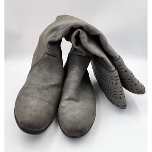 Seven Dials Dillon Womens 8.5M Grey Perforated Detailing Calf Tall Boots
